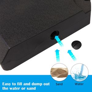 4 pezzi 264 libbre. Base per Ombrellone a Braccio Nero con Scanalature, 100% Poliestere, per Uso in Cortile e Giardino - Product Image 4
