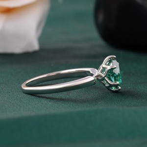 2.00 CT Fancy Green Portuguese Cut Lab Grown Diamond <b>Ring</b> with Prong Setting in 14K <b>Gold</b> <b>Cocktail</b> Statement - Product Image 3