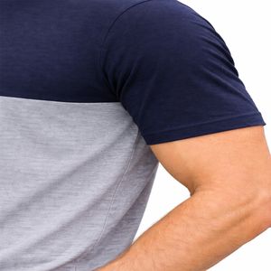 Camiseta de algodón de dos tonos personalizada para hombre, de manga corta, cuello redondo, informal, para uso diario en verano. - Product Image 3