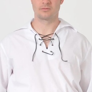 Chemises Jacobite pour hommes en sergé 100 % coton écologique anti-rides, à manches longues, col montant, chemise habillée formelle, style Ghillie écossais - Product Image 1