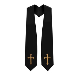 Étole de chœur en satin brodé moderne, artisanat de broderie et de point de croix, personnalisable en couleur et en taille pour robe de chœur - Product Image 2