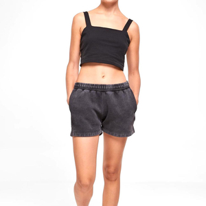 Shorts de mezclilla casuales para mujer con lavado ácido, tela ligera, estilo vintage, con botones, para hombre - Product Image 5