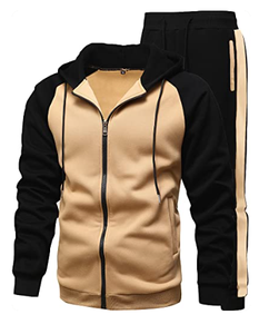 Unisex Color Blocking Tracksuit Hooded Zipper Full Length <b>Sweatshirt</b> And Pants Casual Autumn Wear Breathable Polyester Cotton - Product Image 5