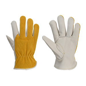 Gants de sécurité en cuir blanc et marron, résistants aux chocs, respirants, texture lisse, résistants à l'abrasion, antidérapants, avec manchette droite - Product Image 1