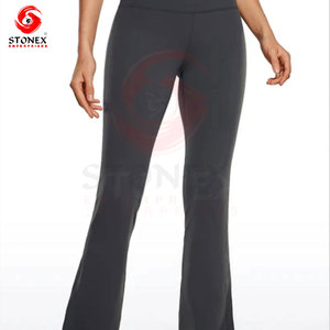 STONEX Women High Waist Boot Cut Yoga <b>Leggings</b> Solid Color Side Stripe Sporty Breathable Knitted Full Length <b>Summer</b> Skinny Fit - Product Image 3
