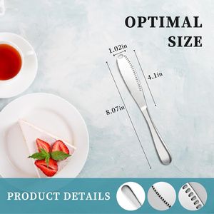 Set di 2 Coltelli Spalmatori 3 in 1 in Acciaio Inox per Burro e Formaggio con Fori per Arachidi, Utensili da Cucina - Product Image 4