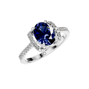 Joyería fina clásica de Plata de Ley 925, piedra preciosa de zafiro azul de corte ovalado único, oro blanco para fiesta de boda de mujer, venta al por mayor - Product Image 1