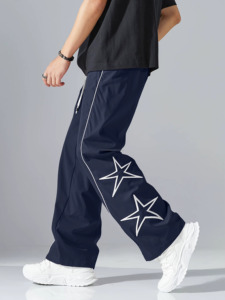 Custom Lightweight Canvas Oversized Wide Leg Sweat Jogging Pants Man Baggy Track Formal <b>Drawstring</b> Premium - Product Image 3