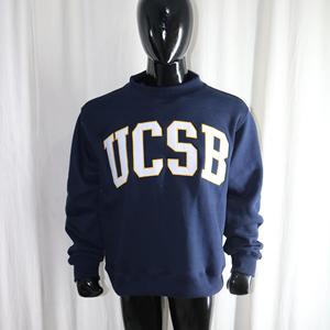 UCSB <b>NAVY</b> BLUE Hooded 100% Cotton Fleece Winter Vintage High Street Hoodie with White Applique Embroidery URBAN PRODUCTIONS - Product Image 2