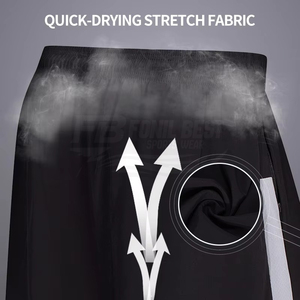 Men's Solid Color Breathable Quick Dry Polyester Knee-Length Bermuda Shorts Drawstring Closure <b>Elastic</b> Waist Casual Outdoor Wear - Product Image 4