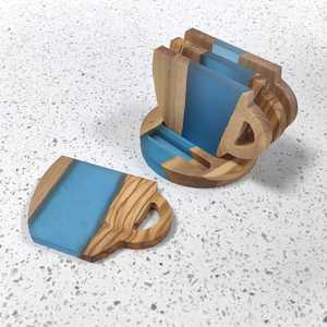 Customized Square <b>Round</b> Wood Epoxy Resin Coaster Custom Wooden Resin Joined Coaster <b>Mats</b> & Pads Wooden Square Coasters <b>Table</b> - Product Image 5