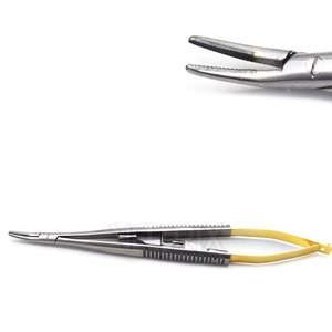 Instrumentos Oftalmológicos Manuales con Fuente de Alimentación, Portaagujas Curvo Castroviejo de 11 mm con Puntas Cónicas - Product Image 2