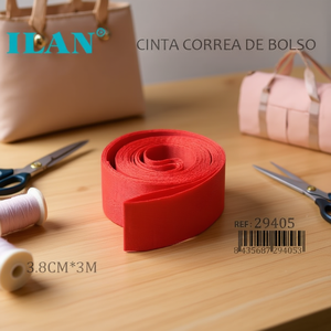 Cinghia in tessuto Ilan 3,8 cm x 3 m rossa per la creazione di borse - Product Image 3