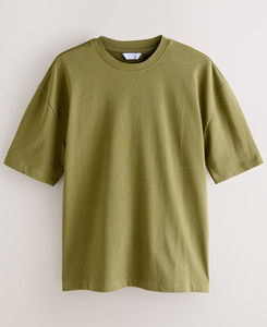 เสื้อยืดแขนสั้นผู้ชายทรงโอเวอร์ไซส์ สีพื้น น้ำหนักเบา ระบายอากาศได้ดี คอกลม ผ้าคอตตอนเจอร์ซีย์ ย้อมสีพื้น ถักทอ 320 กรัม - Product Image 5