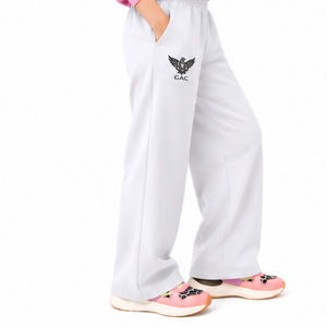 Pantalon de survêtement blanc pour femme, coupe large, taille élastique, décontracté, avec poches latérales et logo personnalisé pour un usage quotidien - Product Image 6