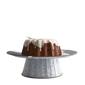 Fancy Galvanized Metal Cake Stand Farmhouse Home Decor <b>Round</b> Dessert Display Pedestal <b>Serving</b> <b>Tray</b> For Weddings And Parties - Product Image 1