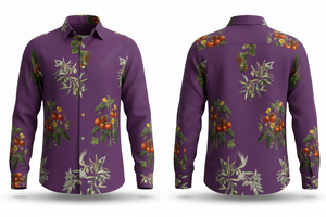 เสื้อเชิ้ตแขนยาวพิมพ์ลายตามสั่ง 100% โพลีเอสเตอร์ สำหรับผู้ชาย สไตล์ลำลอง ติดกระดุม ลายผลไม้และใบไม้สีสันสดใส เหมาะสำหรับใส่ไปชายหาด - Product Image 6