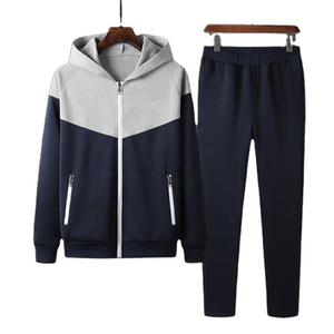 Survêtement unisexe à capuche avec blocs de couleur, fermeture éclair sur toute la longueur, poches latérales, coupe classique, vêtements de sport décontractés pour l'automne - Product Image 1