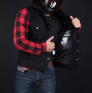 Chemise en flanelle de moto coupe ajustée, en cuir, coupe-vent, protection hivernale, conçue pour le confort et la sécurité des motards urbains. - Product Image 5