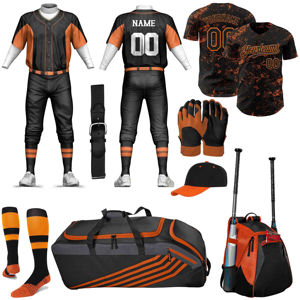 Uniformes de Béisbol Sublimados, Conjuntos Deportivos Negros de Poliéster para Entrenamiento y Partidos de Softbol y Béisbol - Product Image 1