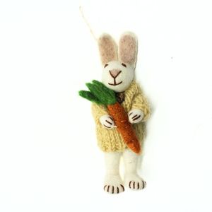 Handmade <b>Wool</b> Bunny Animal Hanging Ornament Carrot Pendant Eco-Friendly Easter Home Decor Supplier - Product Image 4