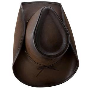 Chapeau de cowboy unisexe en cuir véritable fait main, chapeau de paille intemporel avec fonction imperméable pour les voyages et les activités de plein air - Product Image 4