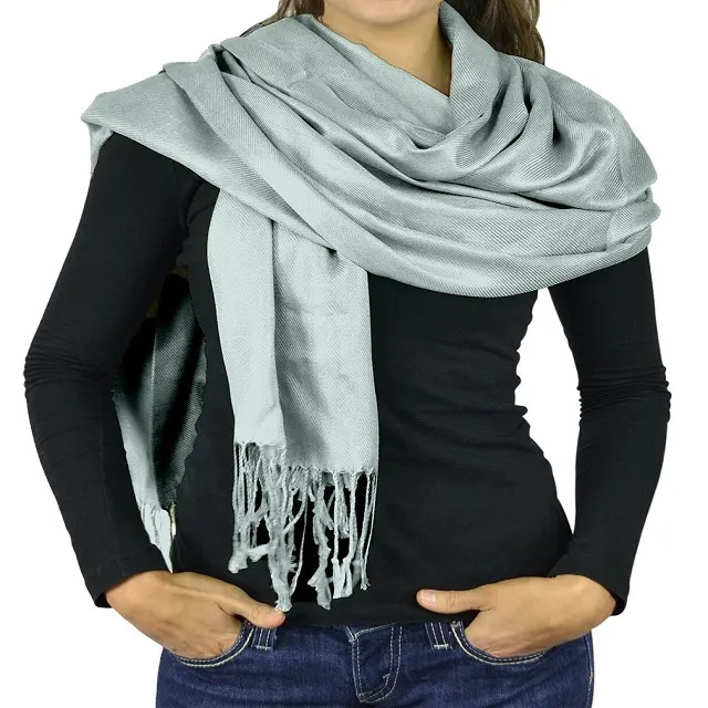 Женский однотонный кашемировый шарф из шерсти
