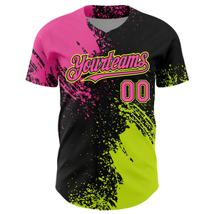 Camiseta de Béisbol Sublimada Personalizada para tu Equipo, Rosa Neón, Verde, Negro, Unisex, Adulto, Manga Corta, Transpirable, Ropa Deportiva de Poliéster - Product Image 3