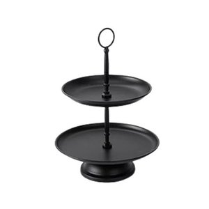 Two Tier Black Metal Cake Stand Round Dessert Display <b>Tray</b> For Party <b>Cupcake</b> Serving Decoration Home Party Cake Serving Stand - Product Image 1