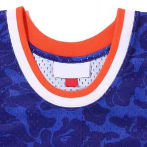 Maillot de basket-ball personnalisé bleu et blanc pour hommes, débardeur imprimé camouflage, vêtements de sport respirants en polyester pour hommes - Product Image 5