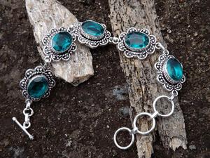 Vintage Oxidized Silver-Plated Topaz Gemstone <b>Bracelet</b> for Women | Handmade Brass <b>Bracelet</b> | Boho Ethnic Jewelry Wholesale - Product Image 5
