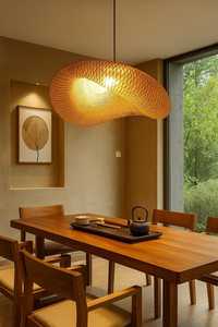 Handwoven Bamboo Pendant Light Japandi Wabi Sabi Lampshade Natural Rattan <b>Ceiling</b> Lamp Eco Friendly Supplier - Product Image 6