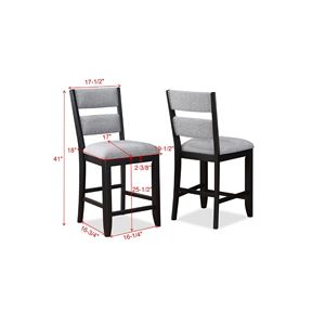 Set di 2 Sedie da Pranzo Stile Fattoria Nero-Grigio con Schienale a Scala e Seduta Imbottita in Legno per Sala da Pranzo - Product Image 5