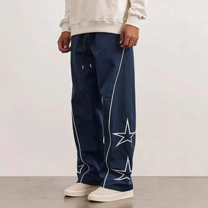 Japanese Style <b>Men</b>’s Wide Leg Pants Casual Loose Straight <b>Drawstring</b> <b>Trousers</b> Embroidered Trendy Streetwear Comfortable - Product Image 1