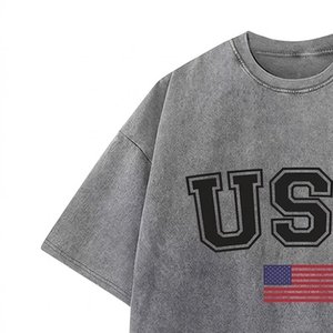 เสื้อยืดโอเวอร์ไซส์ทรงหลวมสไตล์สตรีทแวร์สำหรับผู้ชาย RTS Trendy ผ้าคอตตอนหนา แบรนด์สั่งทำได้ ขายส่ง เสื้อฟอกสี ล้างสีแบบแอซิด สำหรับฤดูร้อน - Product Image 5