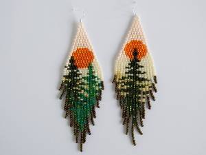 Pendientes de Flores Tejidas con Cuentas Coloridas de Estilo Europeo, Pendientes de Borlas con Cuentas de Estilo Bohemio, Suministros para Abalorios - Product Image 1