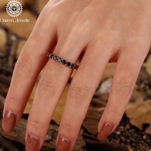 Anillo de compromiso y eternidad de moissanita Charm Jewels, plata 925 con baño de rodio, corte cojín, engaste de garras, certificado IGI - Product Image 6