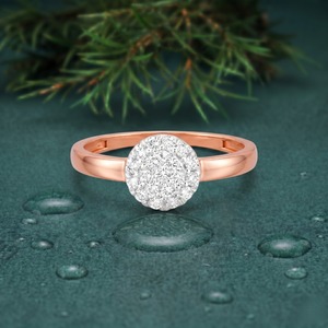 Anillo de Compromiso de Oro Rosa de 14K con Halo Redondo y Diamantes Cultivados en Laboratorio, Joyería Fina para Novia - Product Image 3