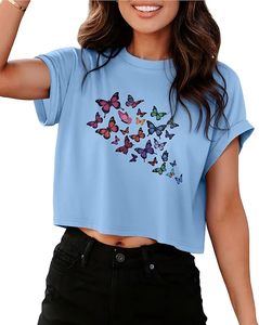 Blusa de Punto Casual para Mujer, Manga Corta, Cuello Redondo, Algodón Suave, Color Sólido, Uso Diario, Corte Regular - Product Image 5