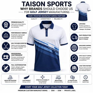 เสื้อโปโลกอล์ฟชาย พรีเมียม โพลีเอสเตอร์ 160 GSM ระบายอากาศ แห้งเร็ว สีดำทอง ลายเรขาคณิต รับสกรีนโลโก้สำหรับสโมสร - Product Image 5