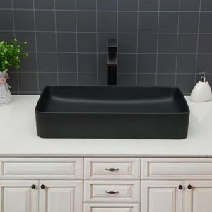 Lavabo da Bagno Rettangolare in Ceramica Nera 24x13.5 Pollici - Product Image 3