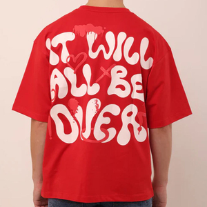 Mens <b>Red</b> <b>Oversized</b> Short Sleeve Cotton T <b>Shirt</b> O Neck Casual Jersey Tee Front Letter Print Street Style Everyday Wear mens <b>red</b> - Product Image 5