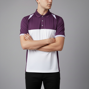 BRAND Polo à manches courtes pour homme, couleur violet et blanc, à séchage rapide, tricoté, décontracté, coupe régulière - Product Image 5