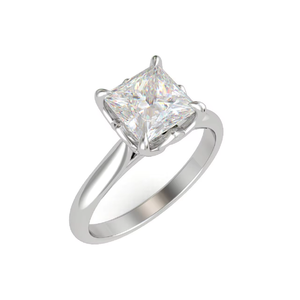 Anillo Solitario de Diamante Corte Princesa de Lujo |   Anillo de compromiso con diamante de 0.50 CT engastado en punta |   Joyería Fina de Oro Blanco de 14K para Mujer - Product Image 3