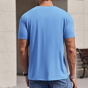 T-shirts pour hommes à manches courtes, col rond, t-shirts décontractés classiques, basiques, doux, confortables, à porter tous les jours, tissu respirant - Product Image 4