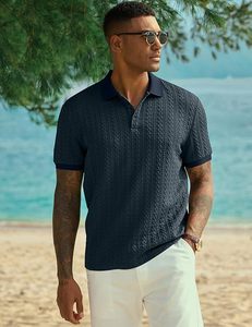 Camisa Polo Casual Aero Knit para Hombre, Texturizada, de Manga Corta, Elástica, para Golf, Vacaciones de Verano, Playa, con Cuello - Product Image 4