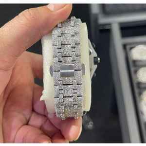 Luxury Fully Iced Out Moissanite Chronograph <b>Watch</b> Arabic Dial Hip Hop Stainless Steel Diamond Look <b>Quartz</b> - Product Image 3