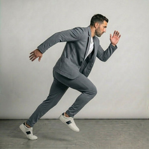 Traje de hombre de doble botonadura elástico, lavable a máquina, blazer sin estructura, pantalones ajustados informales, traje casual para negocios y viajes - Product Image 3