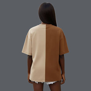 Plus Size Oversized Women's Color Block T-<b>Shirt</b> Crew Neck Short Sleeve Loose Fit Breathable 100% Cotton Knitted <b>Flame</b> Logo Print - Product Image 5