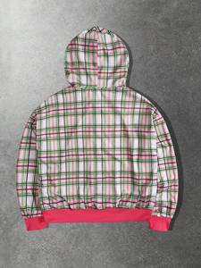 Blouson réversible unisexe à logo personnalisé, rose à carreaux, avec fermeture éclair, à capuche, épais, double face, style bomber, vente en gros, fournisseur OEM - Product Image 5